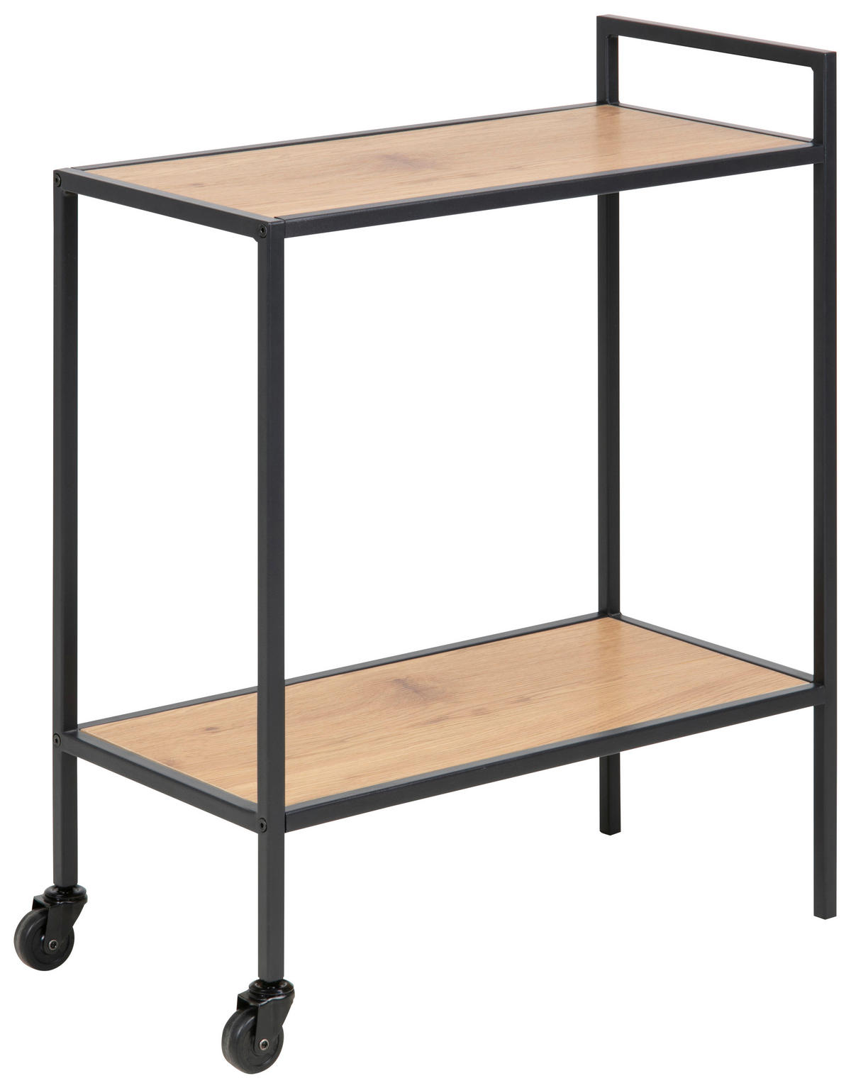 SERVIRNA MIZICA     60/30/75 cm         - črna/barve hrasta, Trend, kovina/leseni material (60/30/75cm) - Carryhome