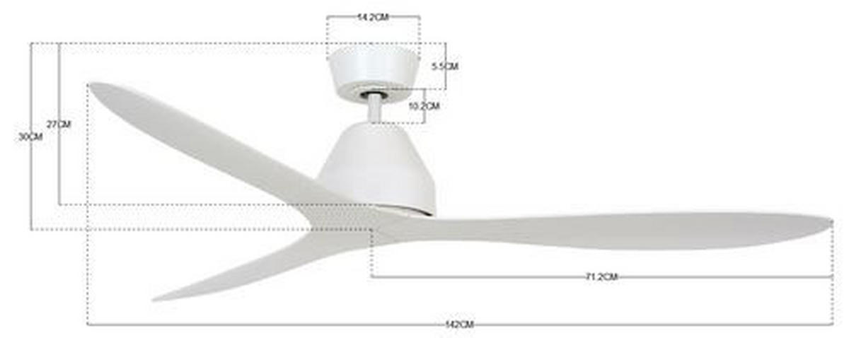 DECKENVENTILATOR  142/27 cm    - Weiss, Basics, Kunststoff (142/27cm)