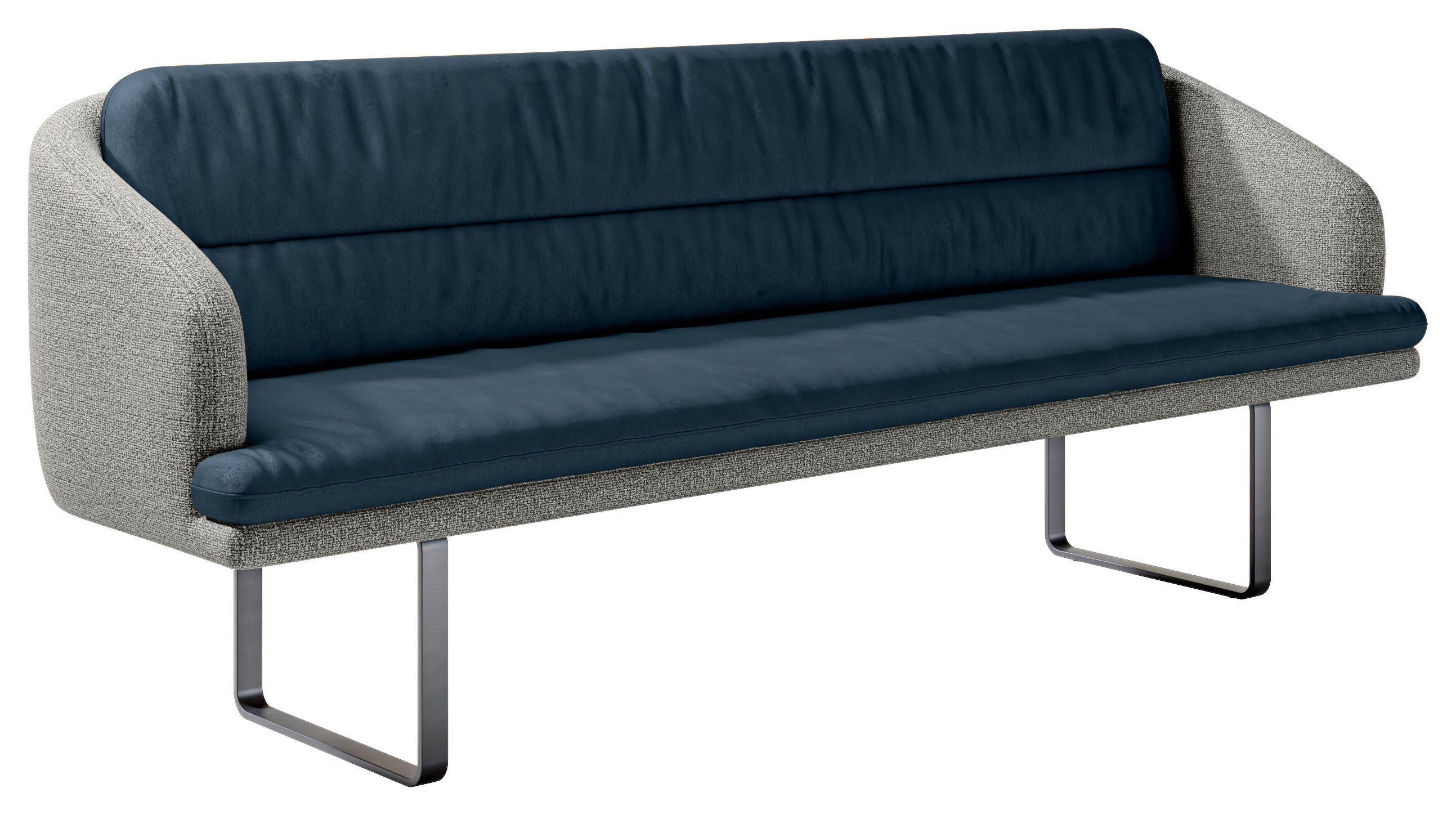 SITZBANK Textil Dunkelblau, Graublau  - Graublau/Schwarz, Design, Textil/Metall (255/89/68cm) - Dieter Knoll