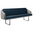 SITZBANK 255/89/68 cm Velours, Flachgewebe Dunkelblau, Graublau Metall  - Graublau/Schwarz, Design, Textil/Metall (255/89/68cm) - Dieter Knoll