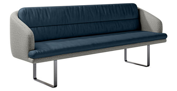 SITZBANK 255/89/68 cm Velours, Flachgewebe Dunkelblau, Graublau Metall  - Graublau/Schwarz, Design, Textil/Metall (255/89/68cm) - Dieter Knoll