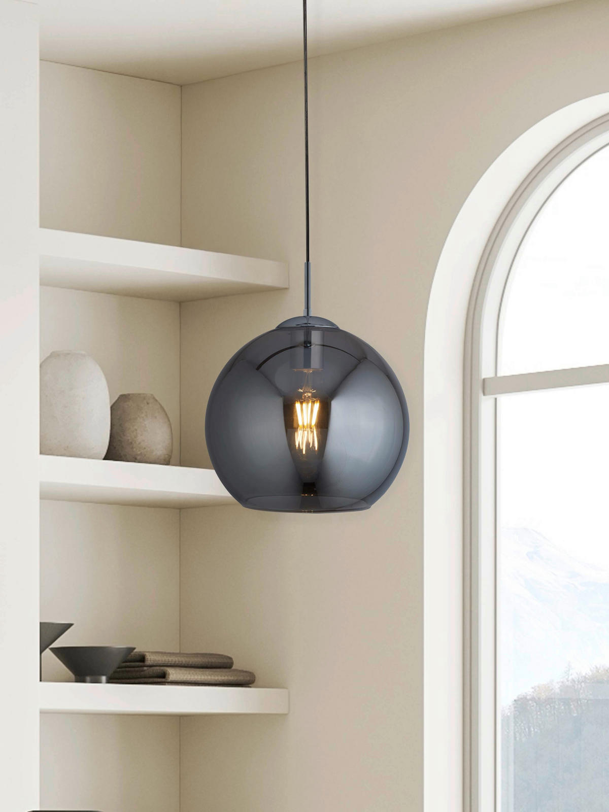 HÄNGELEUCHTE 25/120 cm  - Chromfarben, Trend, Glas/Metall (25/120cm) - Searchlight