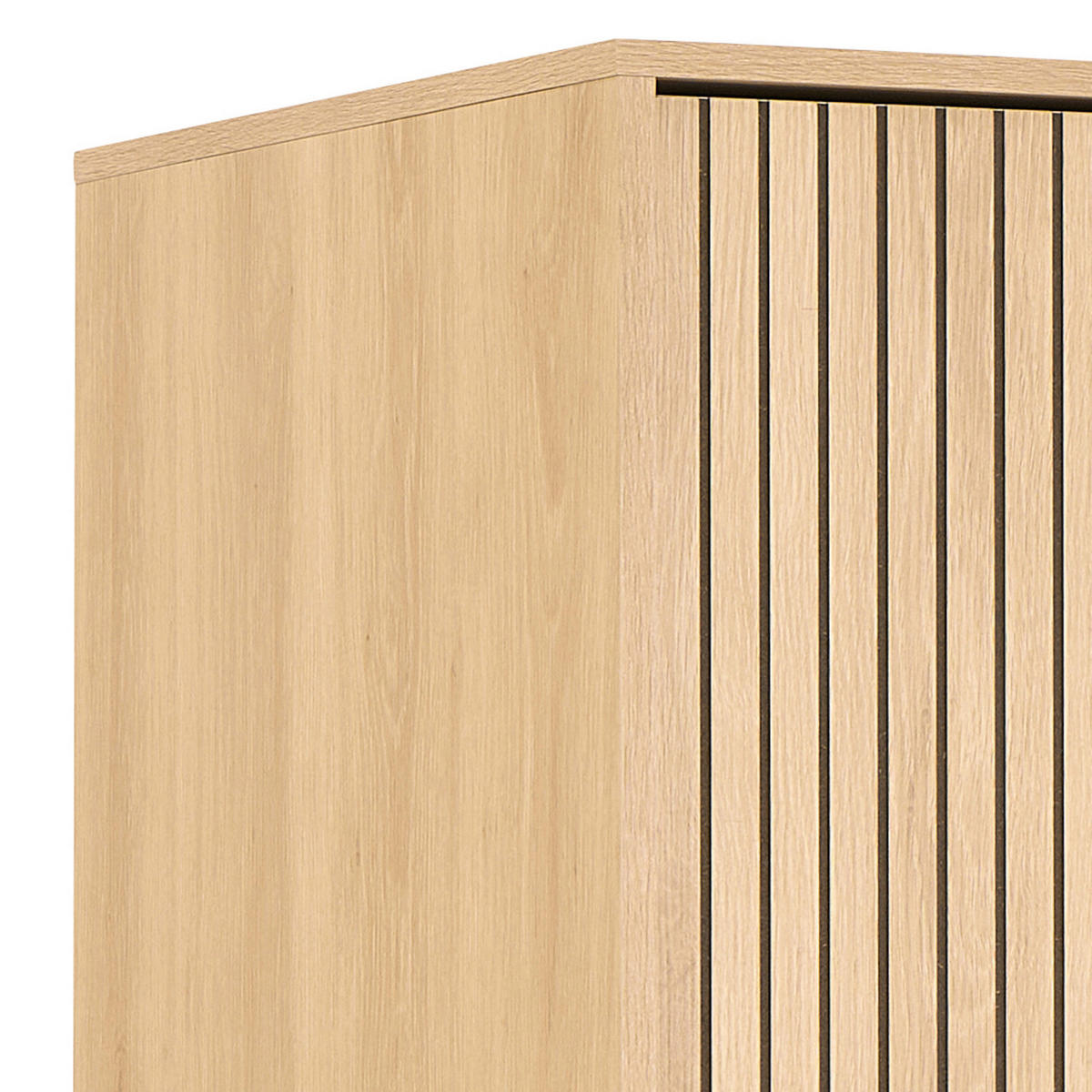 OMARA S KLASIČNIMI VRATI, furnirano hrast naravne barve, črna  - črna/naravne barve, Design, kovina/leseni material (51,1/200/60cm) - MID.YOU
