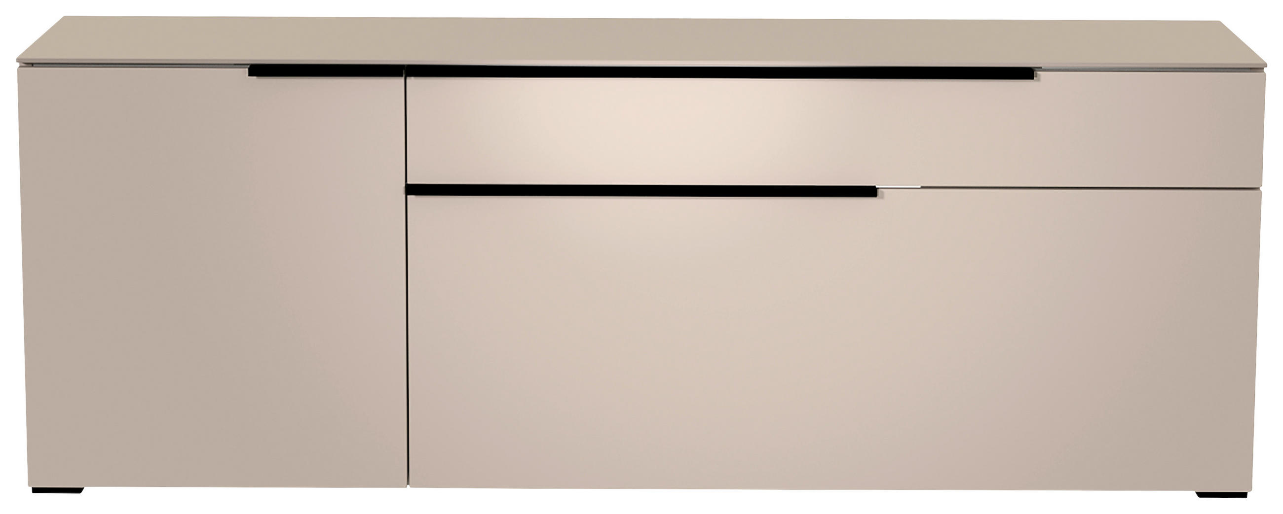 LOWBOARD Schwarz, Sandfarben  160/58/45 cm  - Sandfarben/Schwarz, Design, Glas/Holzwerkstoff (160/58/45cm) - Moderano