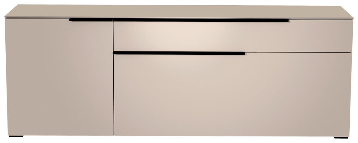 LOWBOARD Schwarz, Sandfarben  160/58/45 cm  - Sandfarben/Schwarz, Design, Glas/Holzwerkstoff (160/58/45cm) - Moderano