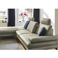 ECKSOFA in Echtleder Hellgrau  195/308 cm  - Hellgrau/Schwarz, Design, Leder/Metall (195/308cm) - Dieter Knoll