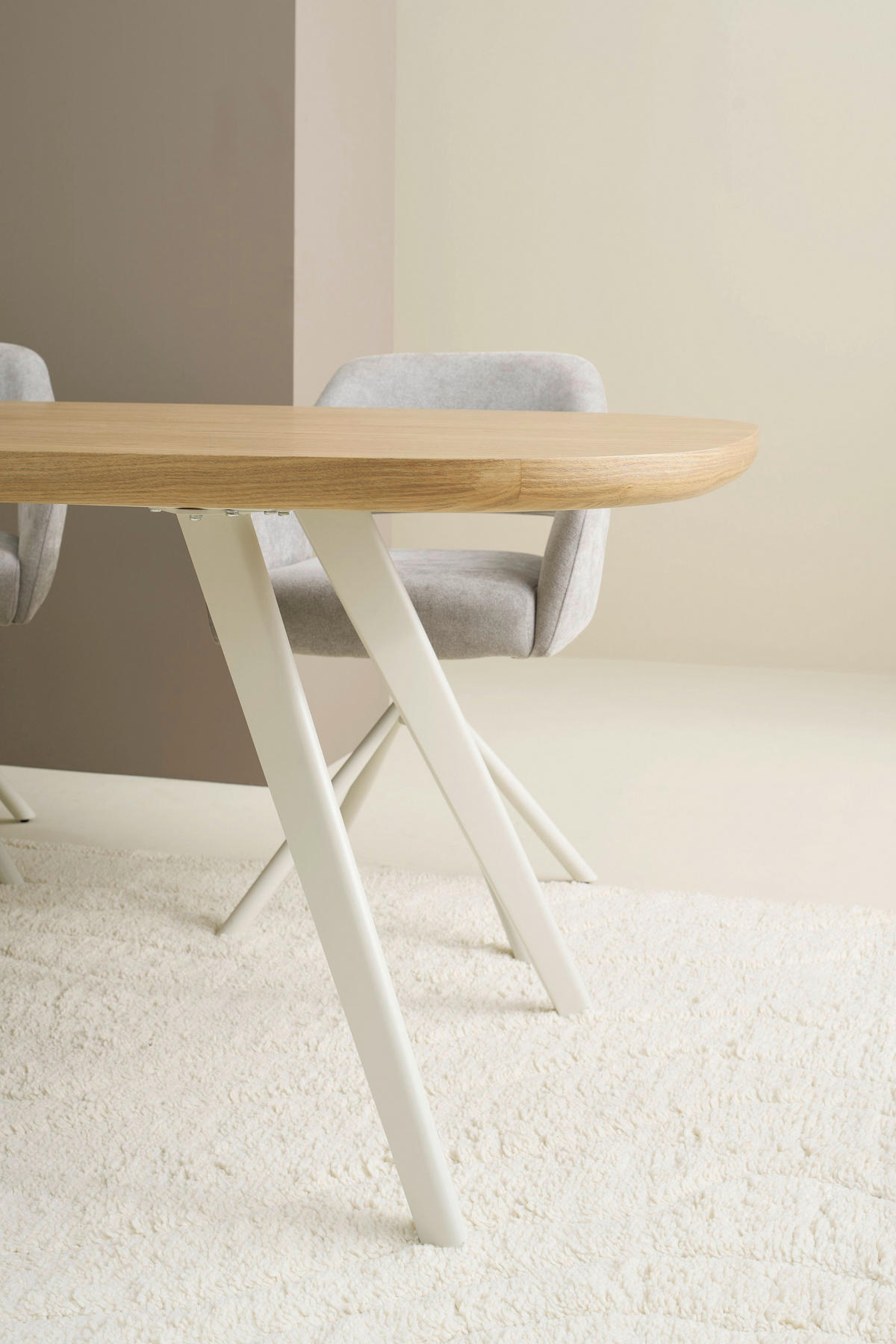 ESSTISCH 200/100/76 cm Nachbildung  Metall, Holzwerkstoff bootsförmig Eiche Bianco  - Eiche Bianco/Schwarz, MODERN, Holzwerkstoff/Metall (200/100/76cm) - Schöner Wohnen