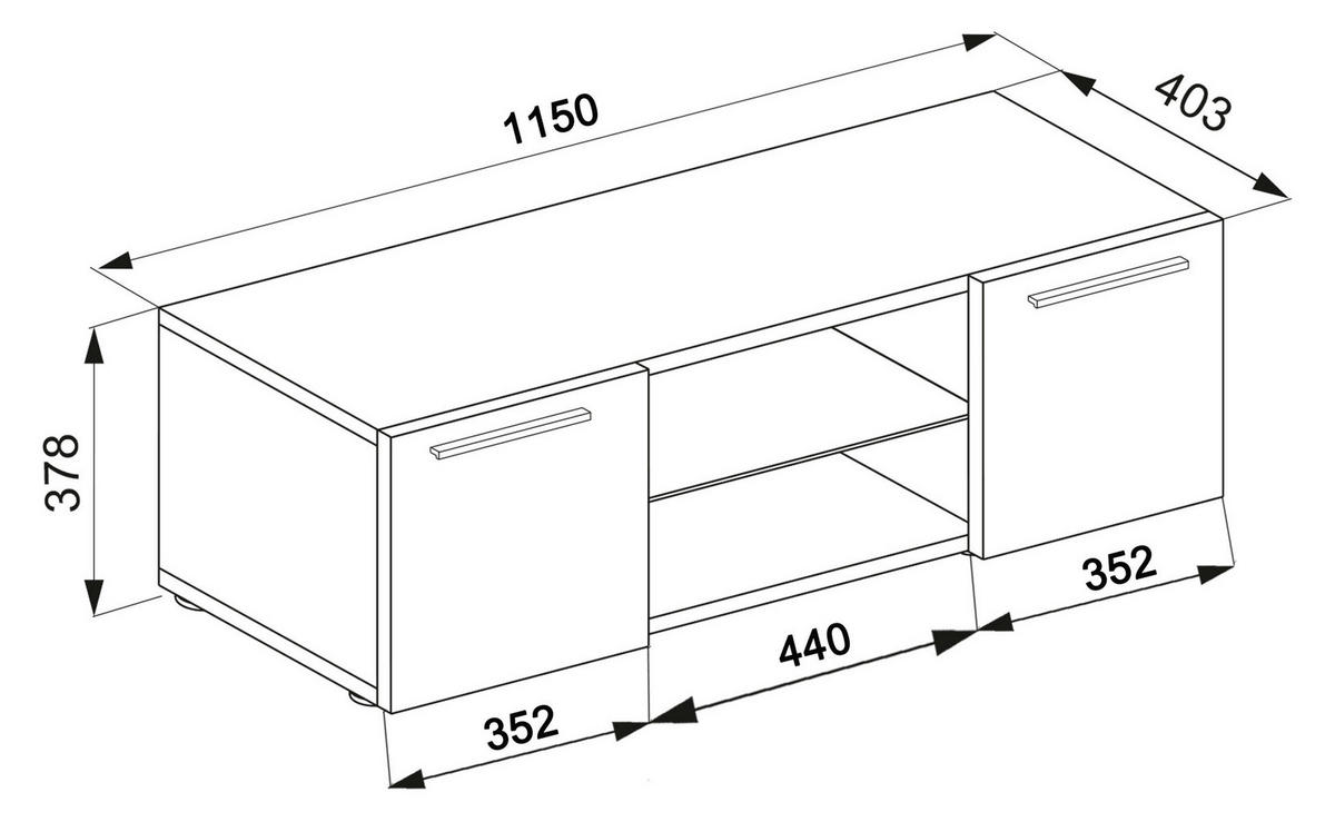 LOWBOARD  in 115/40/36 cm  - Alufarben/Sonoma Eiche, Modern, Glas/Holzwerkstoff (115/40/36cm) - MID.YOU