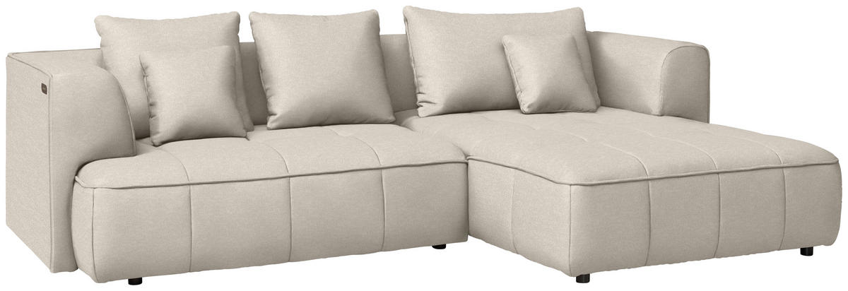 ECKSOFA  in Webstoff Creme  288/188 cm  - Creme/Schwarz, Design, Kunststoff/Textil (288/188cm) - Welnova