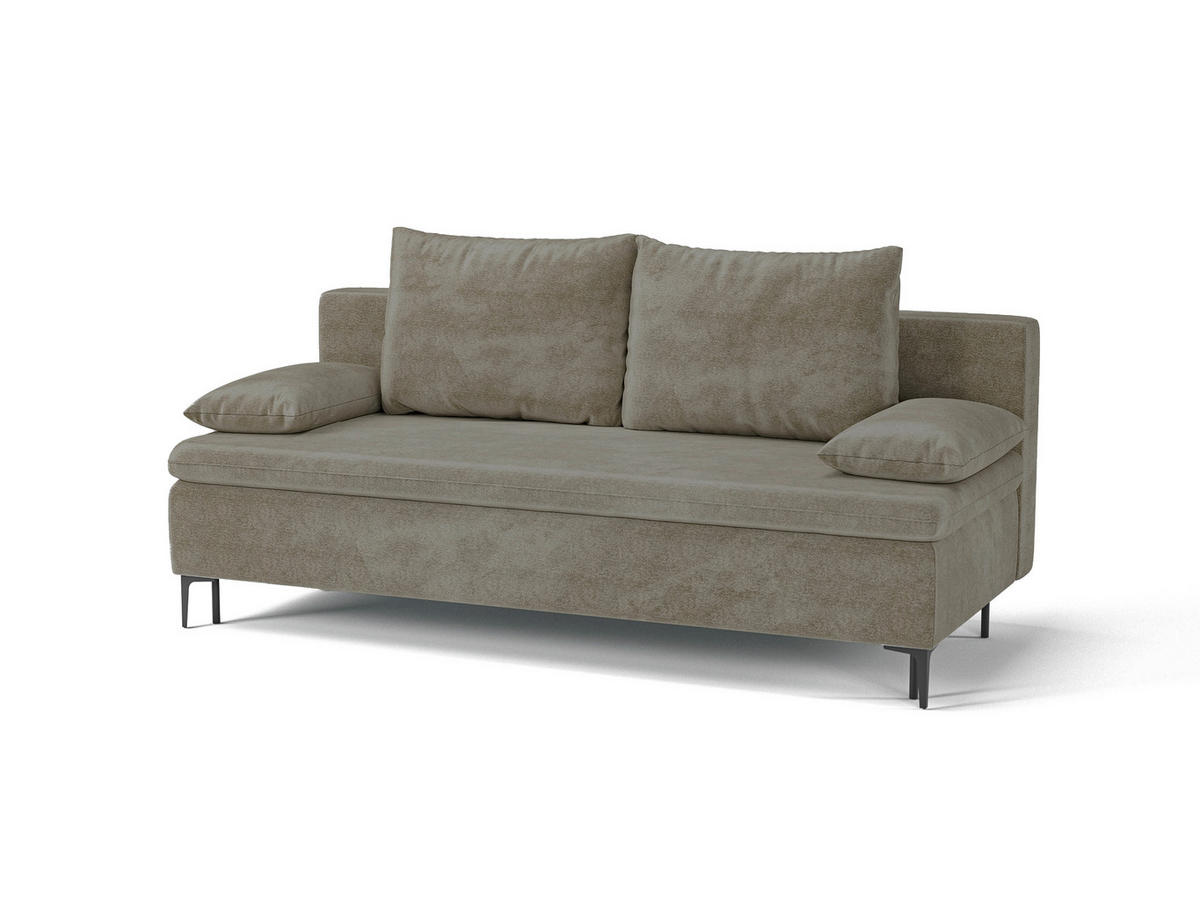 SCHLAFSOFA ROXY  mit Flachgewebe Hellbraun  - Hellbraun/Schwarz, Design, Textil/Metall (200/96/93cm) - MID.YOU