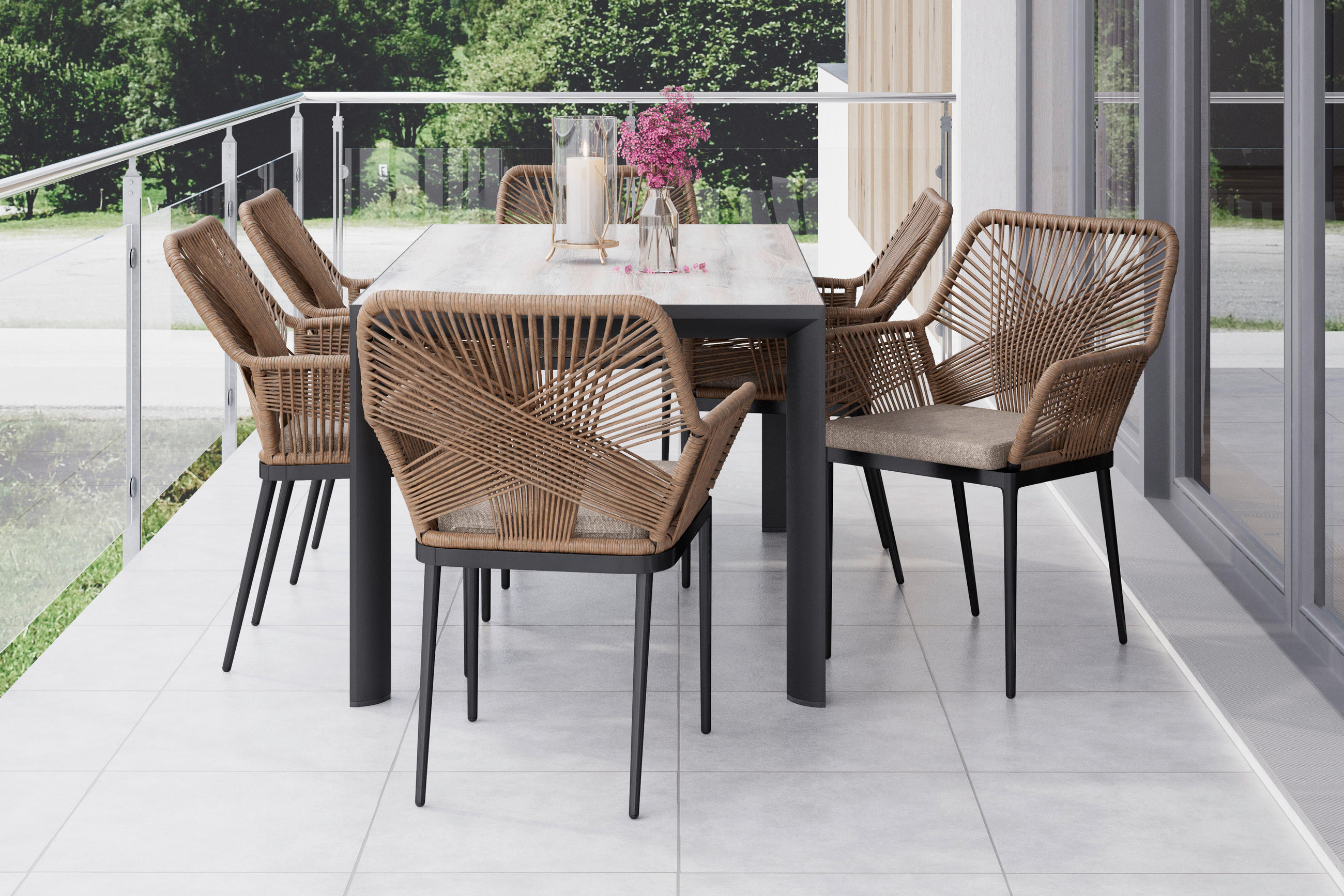 GARTENSESSEL - Anthrazit/Braun, LIFESTYLE, Kunststoff/Textil (62/87/64cm) - Ambia Garden