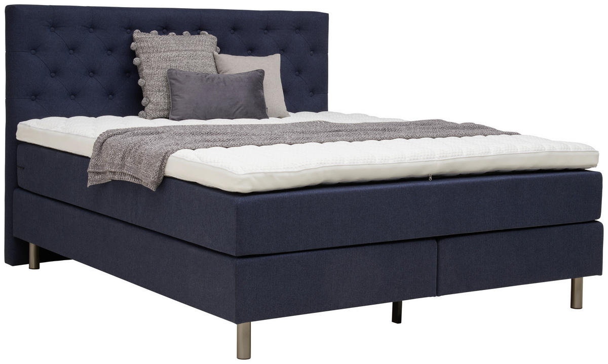 BOXSPRINGBETT 180/200 cm  in Anthrazit  - Anthrazit/Silberfarben, Konventionell, Textil/Metall (180/200cm) - Welnova
