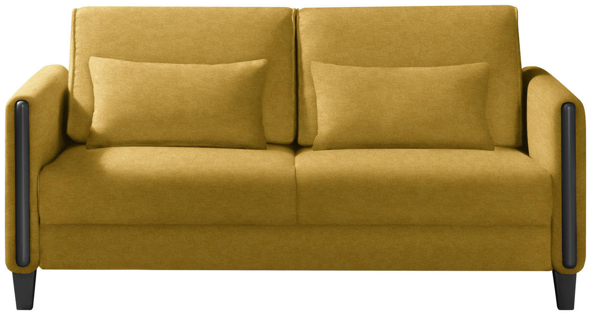 SCHLAFSOFA  in Flachgewebe Schwarz, Currygelb  - Currygelb/Schwarz, Design, Holz/Textil (174/88/104cm) - Niels Andersson