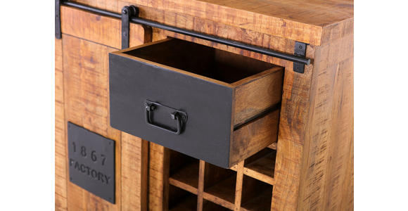 WEINSCHRANK Mangoholz massiv Naturfarben, Schwarz  - Schwarz/Naturfarben, KONVENTIONELL, Holz/Holzwerkstoff (90/100/45cm) - Landscape