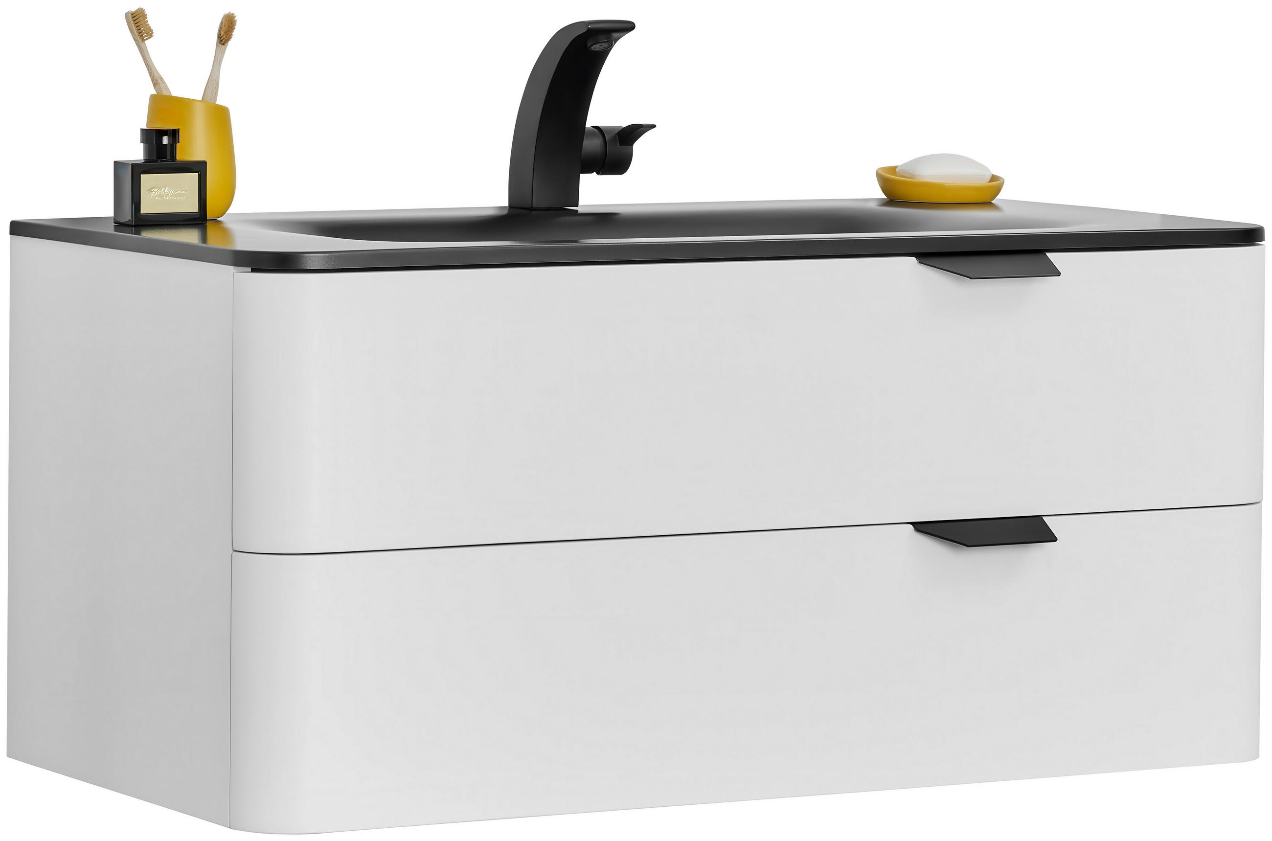 WASCHTISCHKOMBI  - Schwarz/Weiß, Design, Holzwerkstoff/Stein (100/47/50cm) - home24