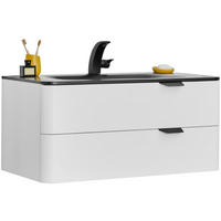 WASCHTISCHKOMBI  - Weiss/Schwarz, Design, Holzwerkstoff/Stein (100/47/50cm) - home24
