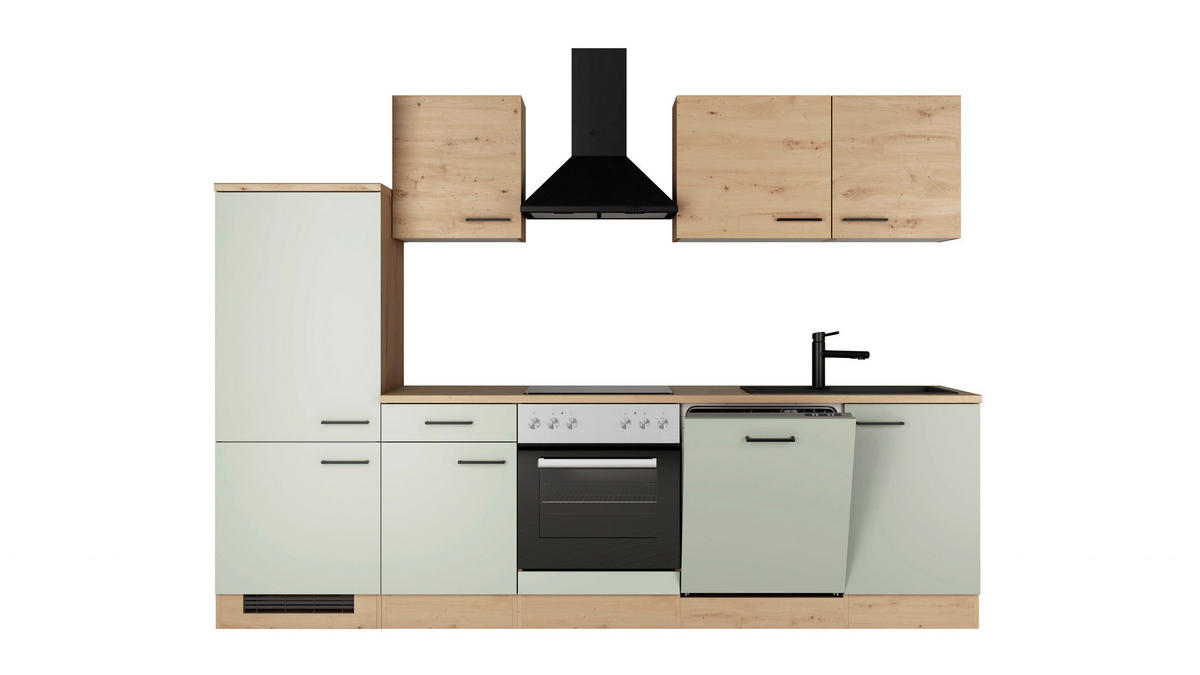 KUCHYŇSKÝ BLOK 280 cm - černá/rákosová zelená, Trend, kov/kompozitní dřevo (280cm) - FlexWell