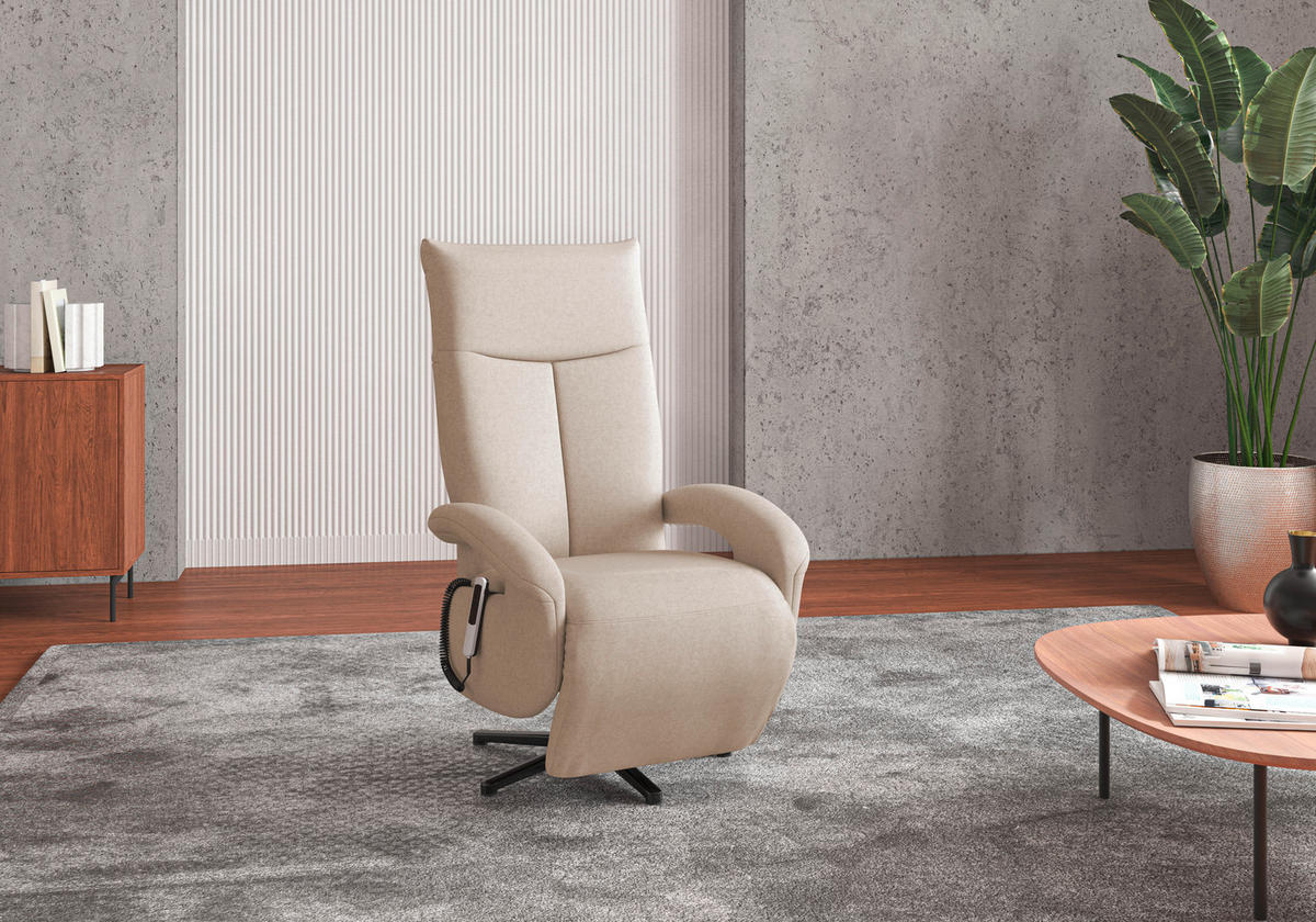 SESSEL in Flachgewebe Creme  - Creme/Schwarz, Konventionell, Textil/Metall (74/112/82cm) - Sit & More