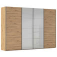 SCHWEBETÜRENSCHRANK 316/235/68 cm 4-türig Grau, Eiche Artisan  - Chromfarben/Eiche Artisan, KONVENTIONELL, Glas/Holzwerkstoff (316/235/68cm) - Novel