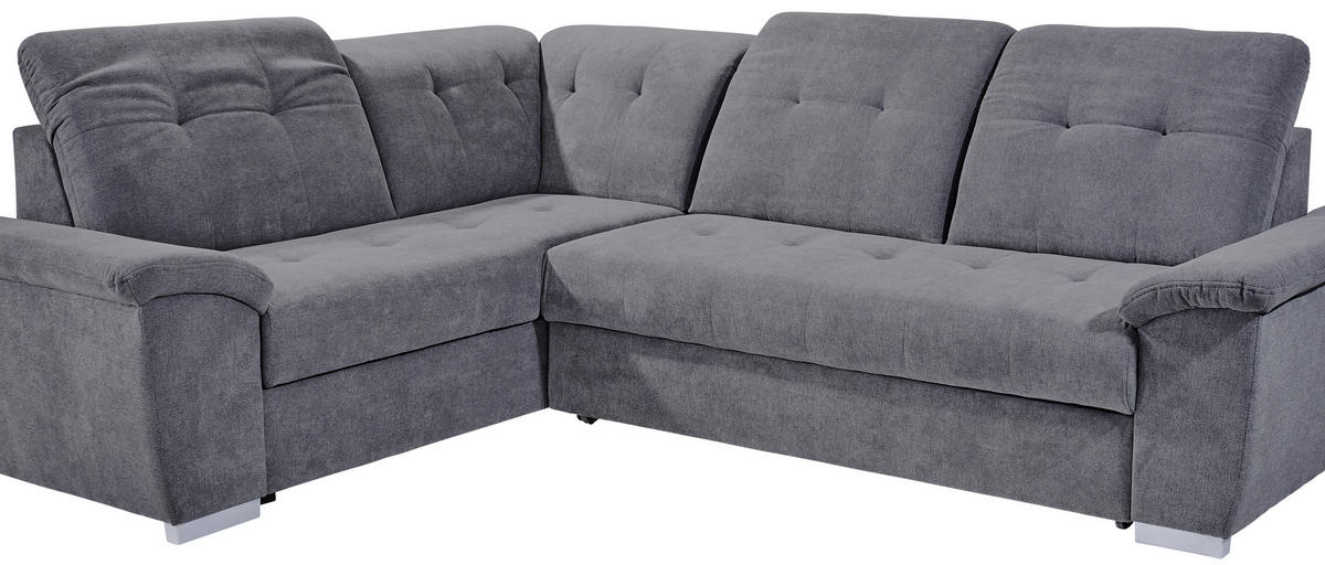ECKSOFA in Dunkelgrau  - Dunkelgrau/Silberfarben, Design, Kunststoff/Textil (206/285cm) - Livetastic