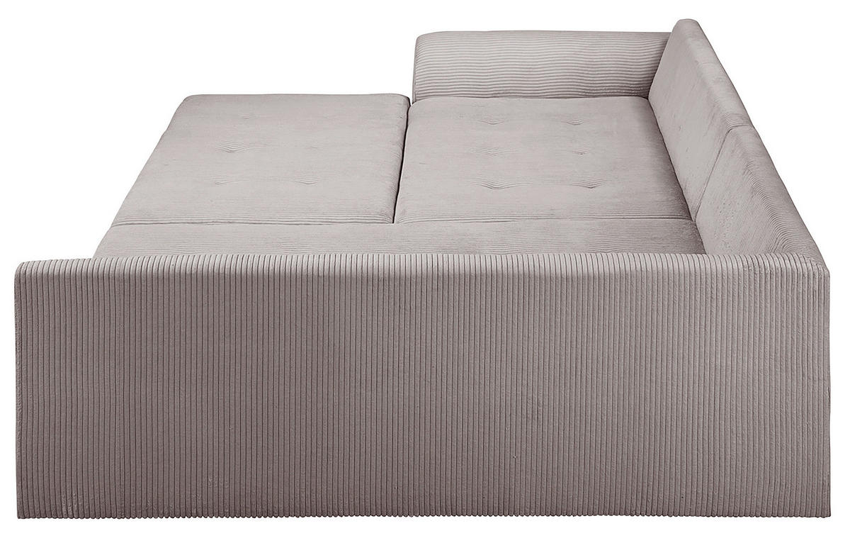 ECKSOFA inkl. Hocker Ariella Grau Cord  - Naturfarben/Grau, Design, Holz/Textil (231/161cm) - Livetastic
