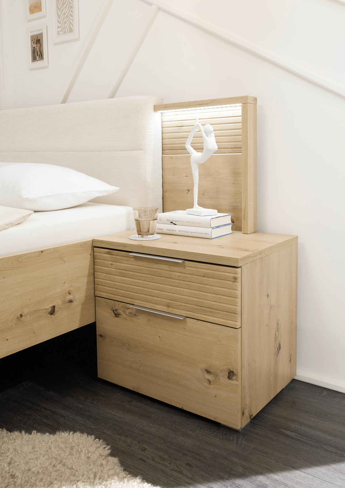 BETTANLAGE 180/200 cm  in Eiche Artisan, Beige  - Beige/Eiche Artisan, KONVENTIONELL, Holzwerkstoff/Textil (180/200cm) - Ti'me