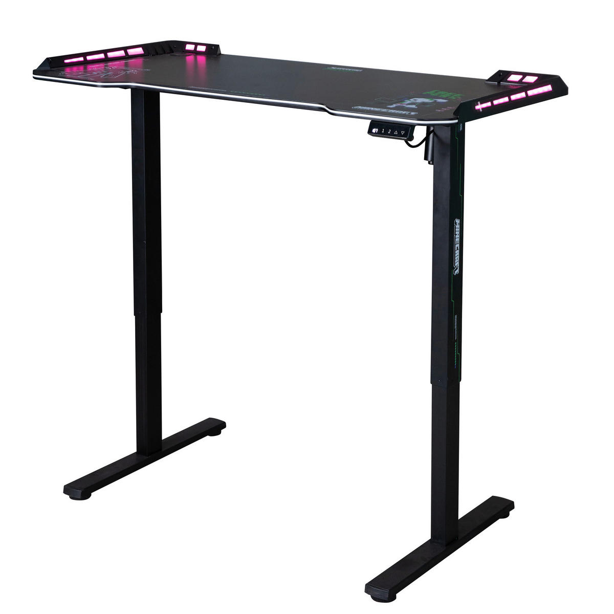 GAMINGTISCH Schwarz  - Schwarz, MODERN, Holzwerkstoff/Metall (120/60/71-118cm) - Minecraft