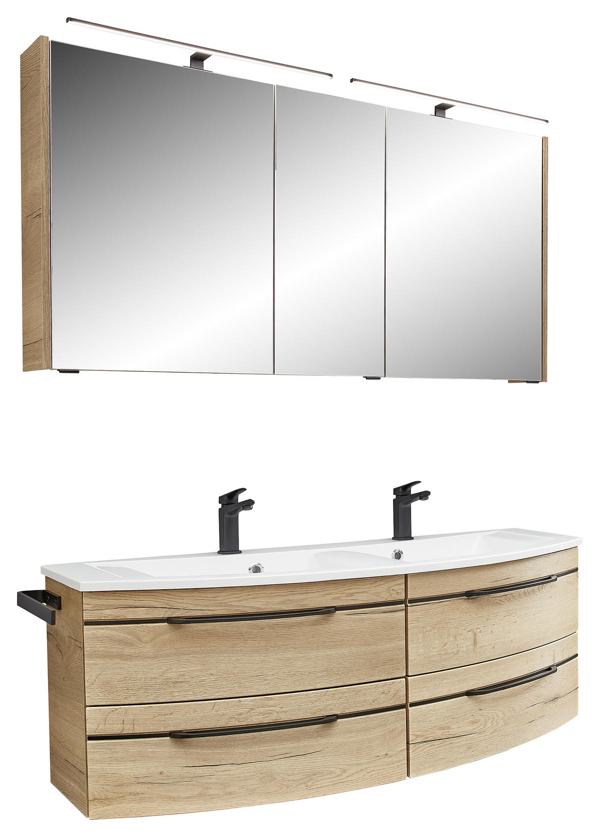 BADRUM 130 cm  - vit/ekfärgad, Modern, trämaterial/sten (130cm) - Sadena
