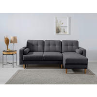 ECKSOFA in Dunkelgrau  - Dunkelgrau/Buchefarben, Design, Holz/Textil (223/157cm) - MID.YOU