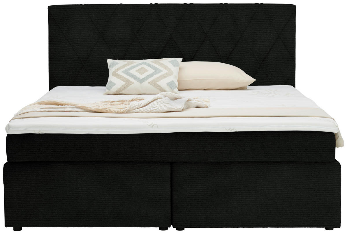 BOXSPRINGBETT 160/200 cm  in Schwarz  - Schwarz, Design, Holzwerkstoff/Kunststoff (160/200cm) - Xora
