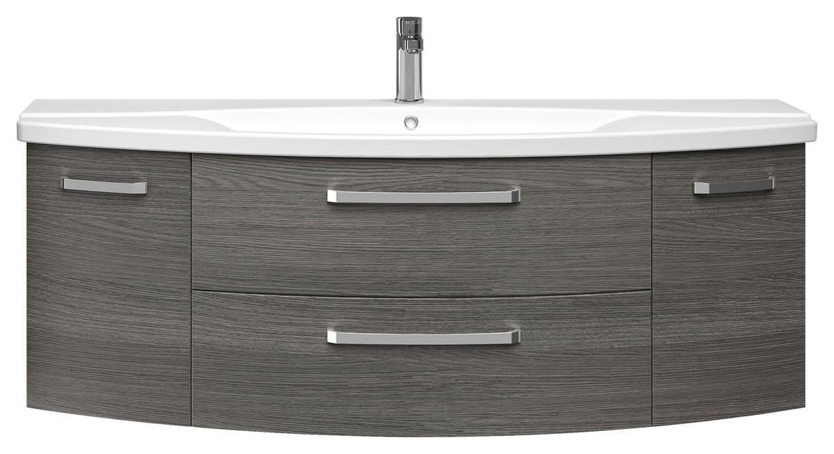 BADEZIMMER 3-teilig  in 144 cm  - Chromfarben/Graphitfarben, MODERN, Glas/Keramik (144cm) - Sadena