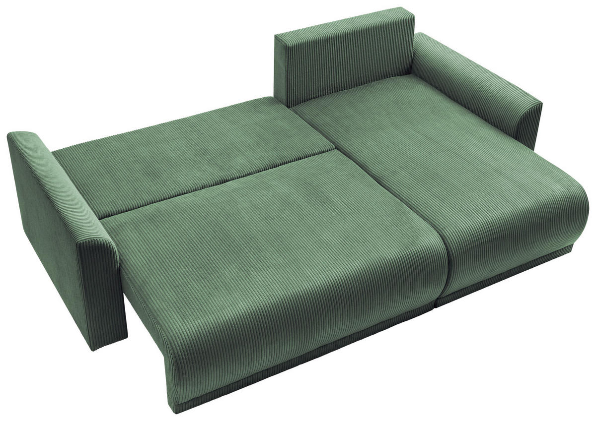 ECKSOFA KIMMY Grün Cord Zierkissen, Rückenkissen, Bettkasten  - Schwarz/Grün, Design, Kunststoff/Textil (233/146cm) - P & B