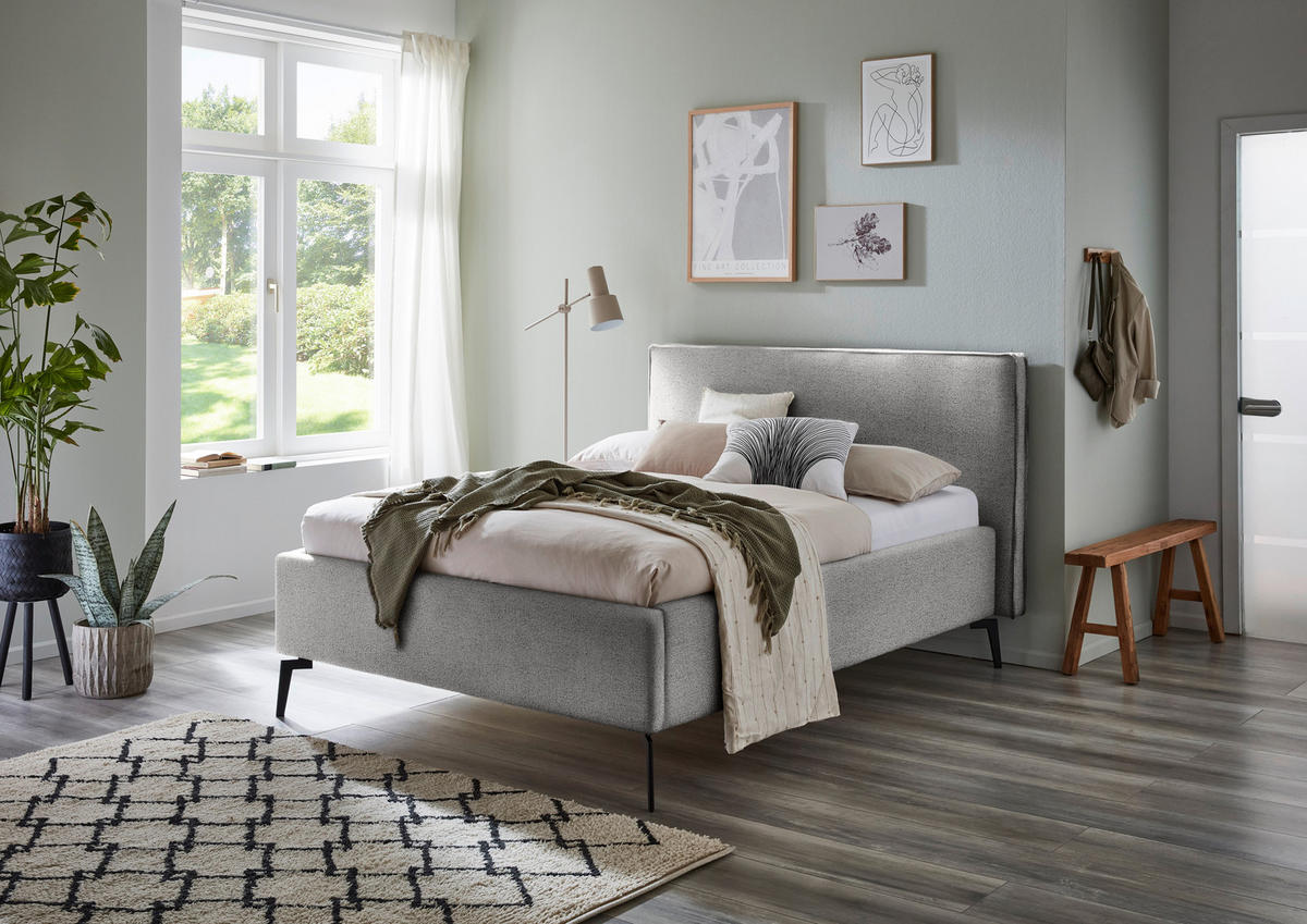 POLSTERBETT 140/200 cm  in Grau  - Schwarz/Grau, Design, Textil/Metall (140/200cm) - home24