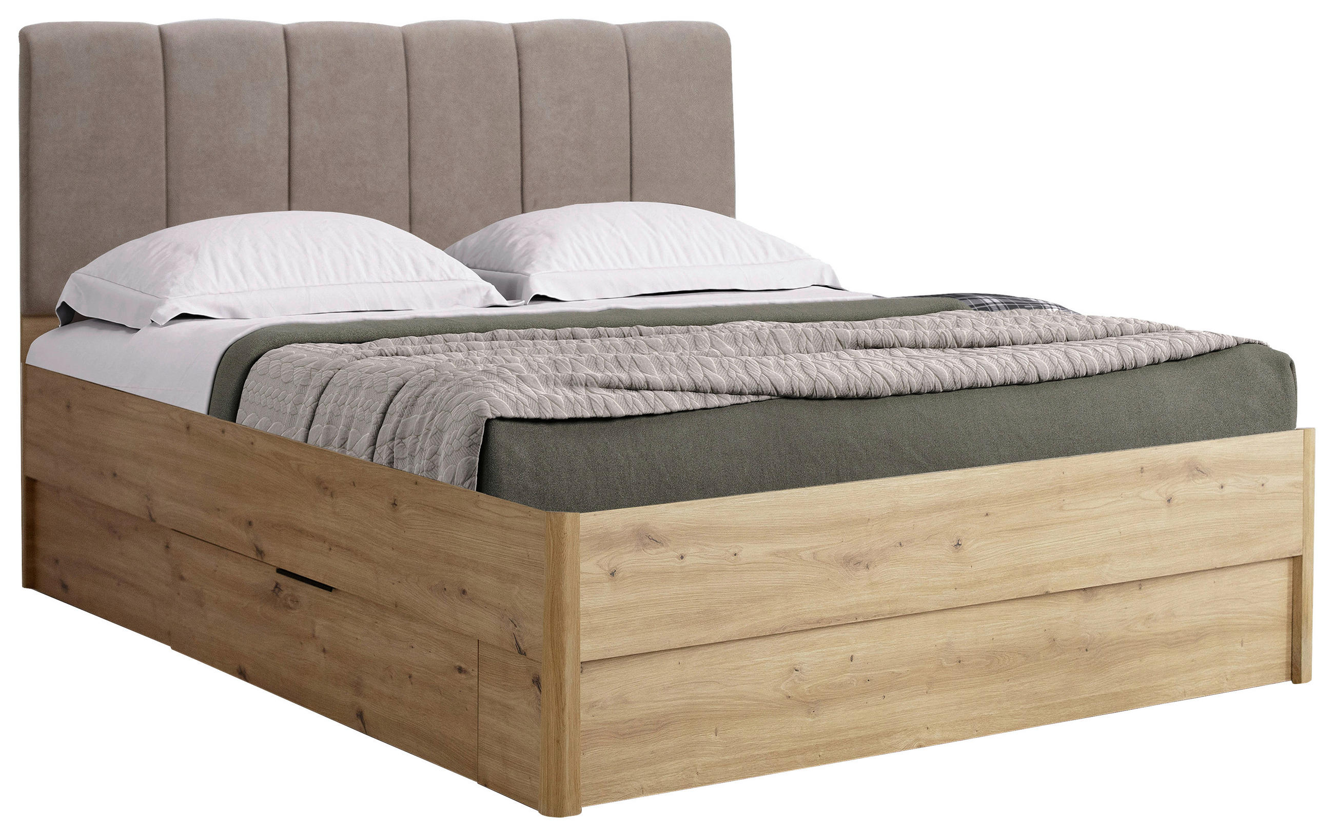 BETT 140/200 cm  in Eiche Artisan  - Taupe/Eiche Artisan, KONVENTIONELL, Holzwerkstoff/Textil (140/200cm) - Carryhome