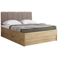 POSTEĽ, 140/200 cm dub artisan - dub artisan/taupe, Konventionell, kompozitné drevo/textil (140/200cm) - Boxxx