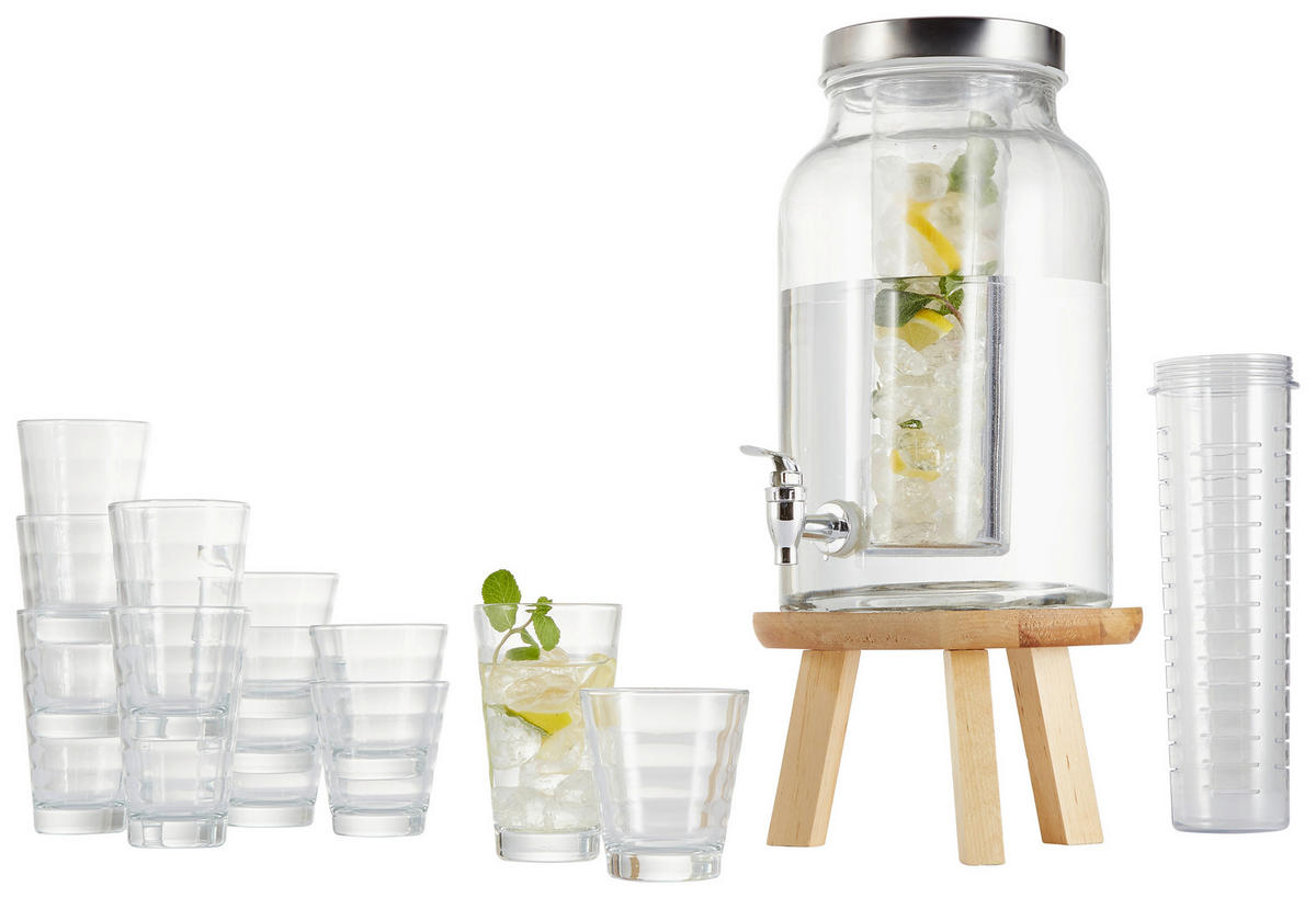 Dispenser bauturi 5,6 L  - culoare inox/transparent, Basics, plastic/sticlă (5,6l) - Novel