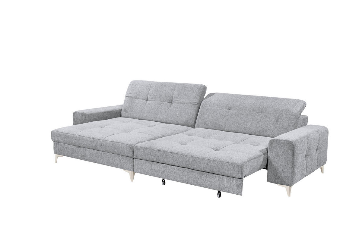 ECKSOFA Mikrovelours Hellgrau  - Kaschmir/Hellgrau, Design, Kunststoff/Textil (182/328cm) - MID.YOU