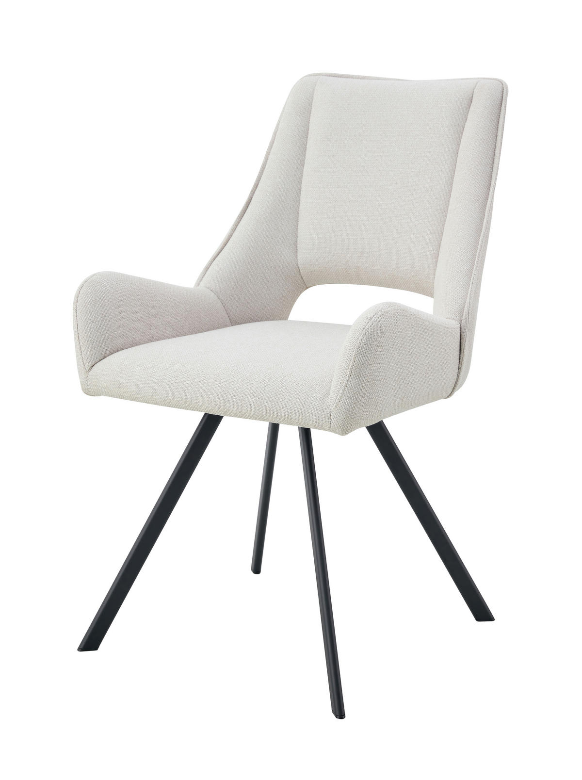 STUHL-SET 2 Stück  in Webstoff  - Creme/Schwarz, MODERN, Textil/Metall (56/91/63cm) - MID.YOU