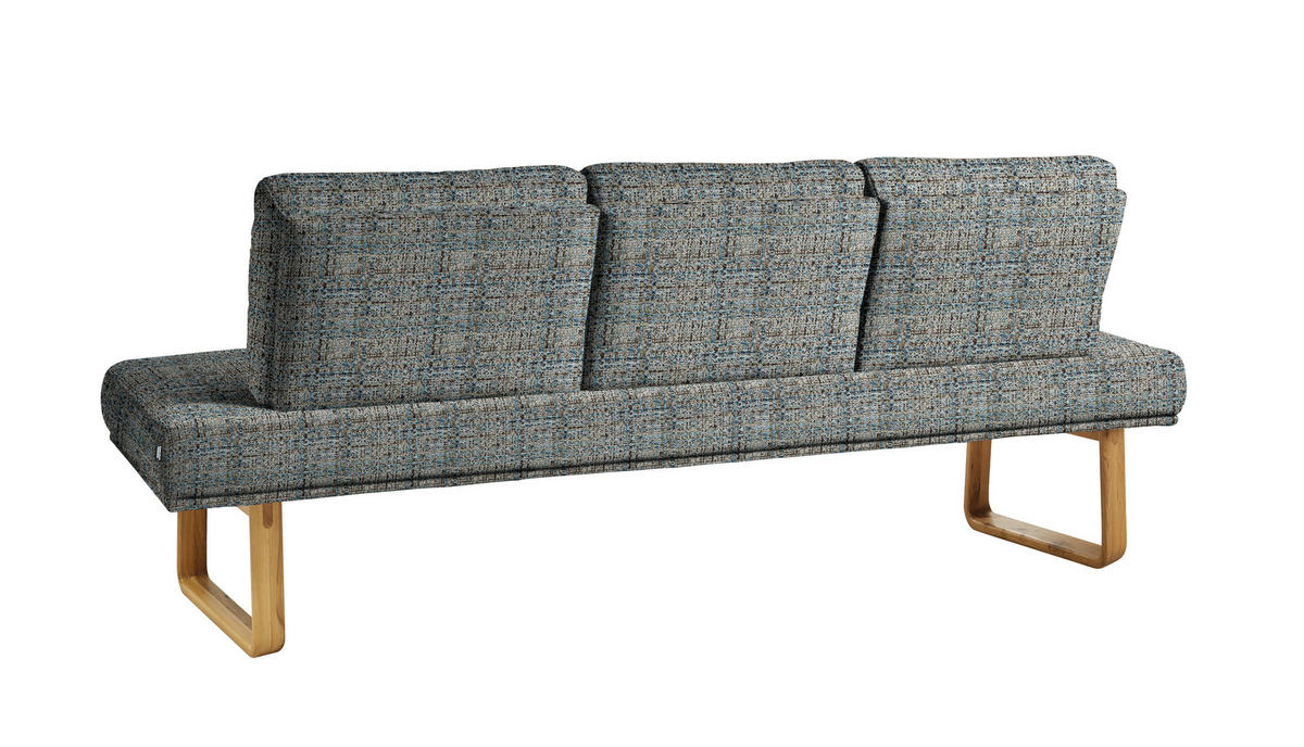 SITZBANK 209/92/78 cm  in Blau, Olivgrün  - Blau/Eichefarben, Design, Holz/Textil (209/92/78cm) - Dieter Knoll