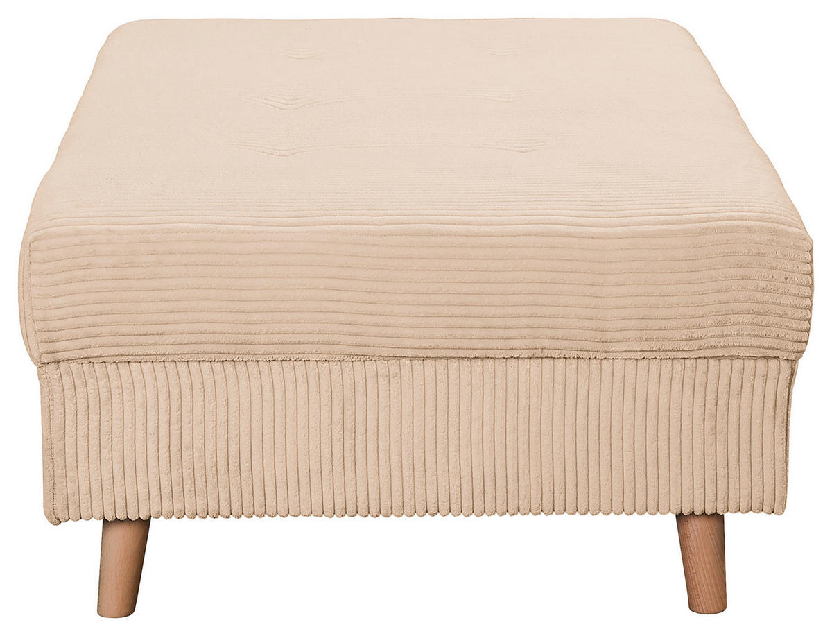 ECKSOFA inkl. Hocker Ariella Creme Cord  - Creme/Naturfarben, Design, Holz/Textil (161/231cm) - Livetastic