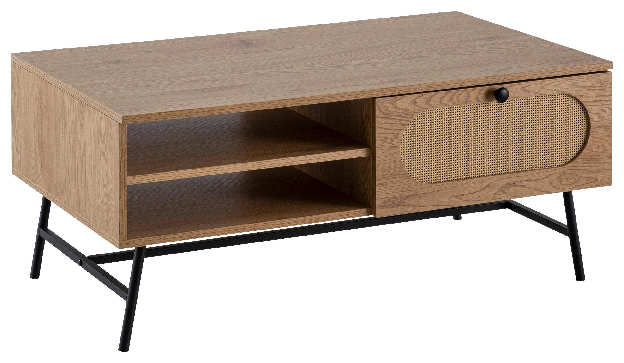 COUCHTISCH in Holzwerkstoff 100/60/45 cm  - Eichefarben/Schwarz, Design, Holzwerkstoff/Metall (100/60/45cm) - MID.YOU