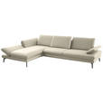 ECKSOFA in Echtleder Ecru  195/308 cm  - Ecru/Schwarz, Design, Leder/Metall (195/308cm) - Dieter Knoll