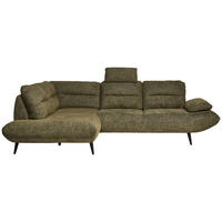 ECKSOFA in Chenille Olivgrün  - Schwarz/Olivgrün, Design, Textil/Metall (213/286cm) - Welnova