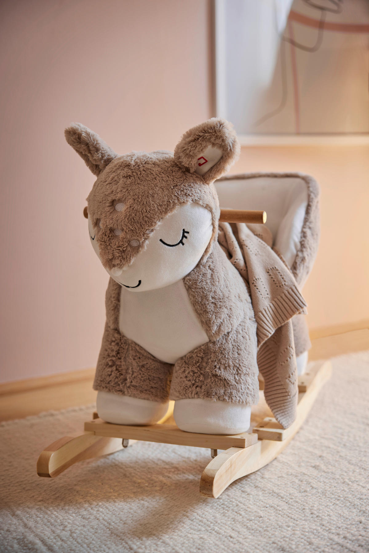 SCHAUKELPFERD - Taupe/Weiss, Basics, Holz/Textil (68/33/55cm) - Patinio
