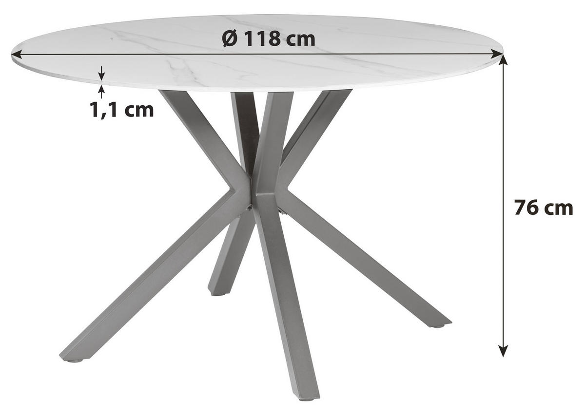STOL ZA BLAGOVAONICU  bijela  metal, keramika      - bijela/crna, Lifestyle, metal/keramika (118/118/76cm) - MID.YOU
