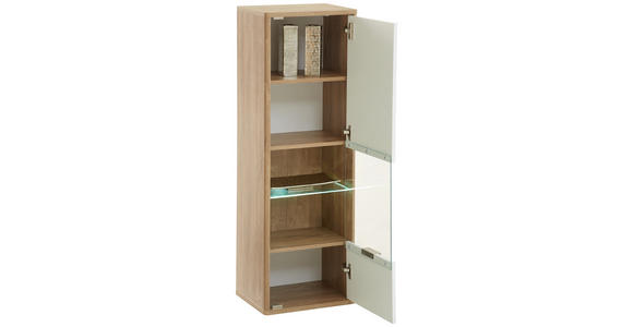 HÄNGEVITRINE in Eichefarben, Weiß - Edelstahlfarben/Eichefarben, Design, Glas/Holzwerkstoff (41/121/32cm) - Hom`in