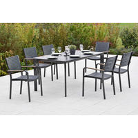 GARTENTISCHGRUPPE  - Graphitfarben/Naturfarben, KONVENTIONELL, Glas/Kunststoff - Gardenson