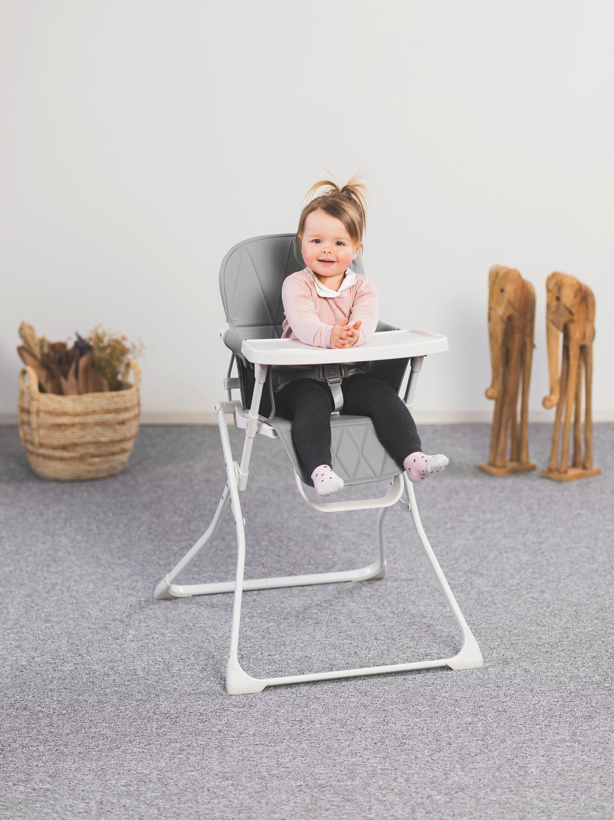 STOLČEK ZA HRANJENJE  Tom    76/58/95 cm       siva  - siva, Basics, kovina/tekstil (76/58/95cm) - Fillikid
