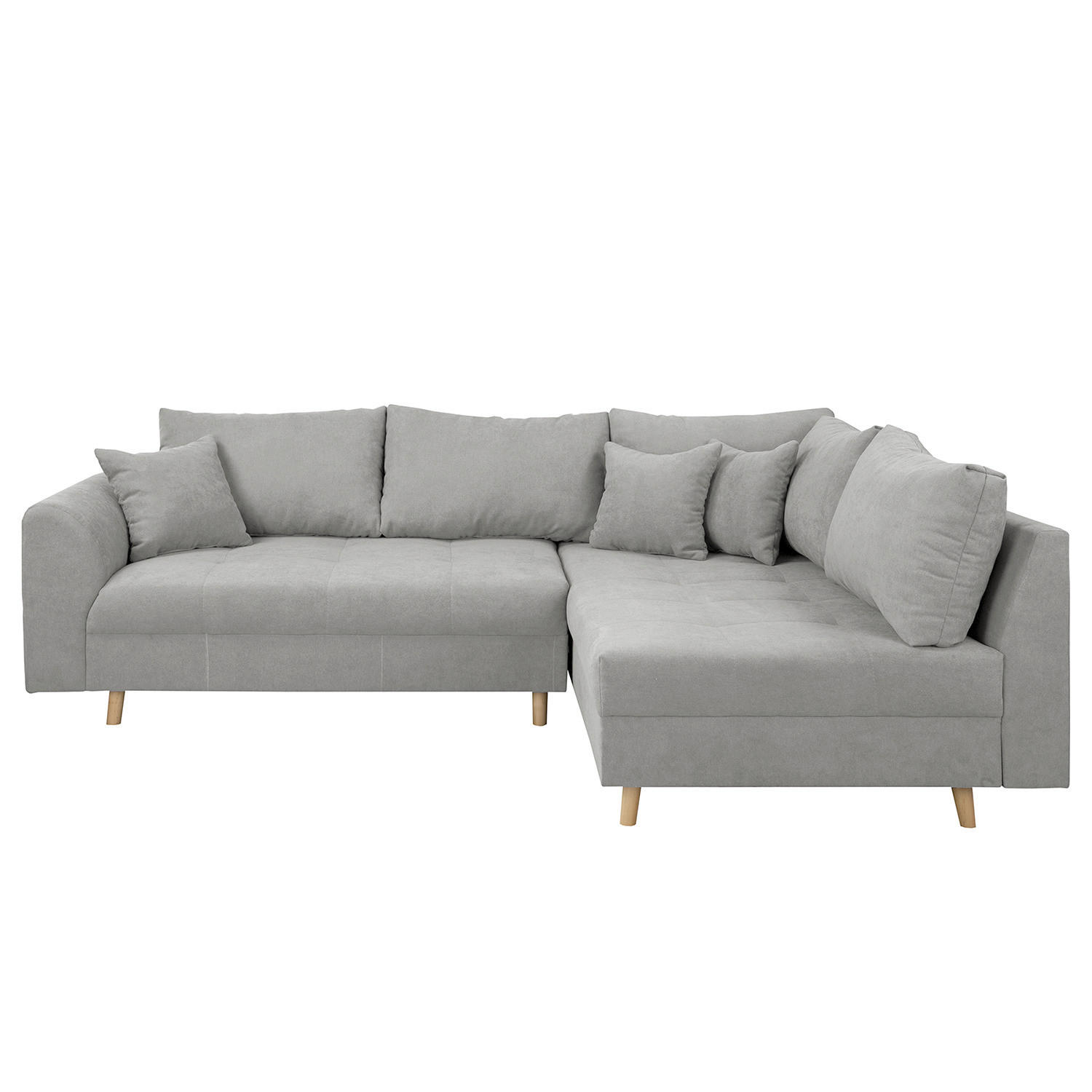 ECKSOFA Ariella in Mikrofaser Grau  231/161 cm  - Naturfarben/Grau, Design, Holz/Textil (231/161cm) - Livetastic