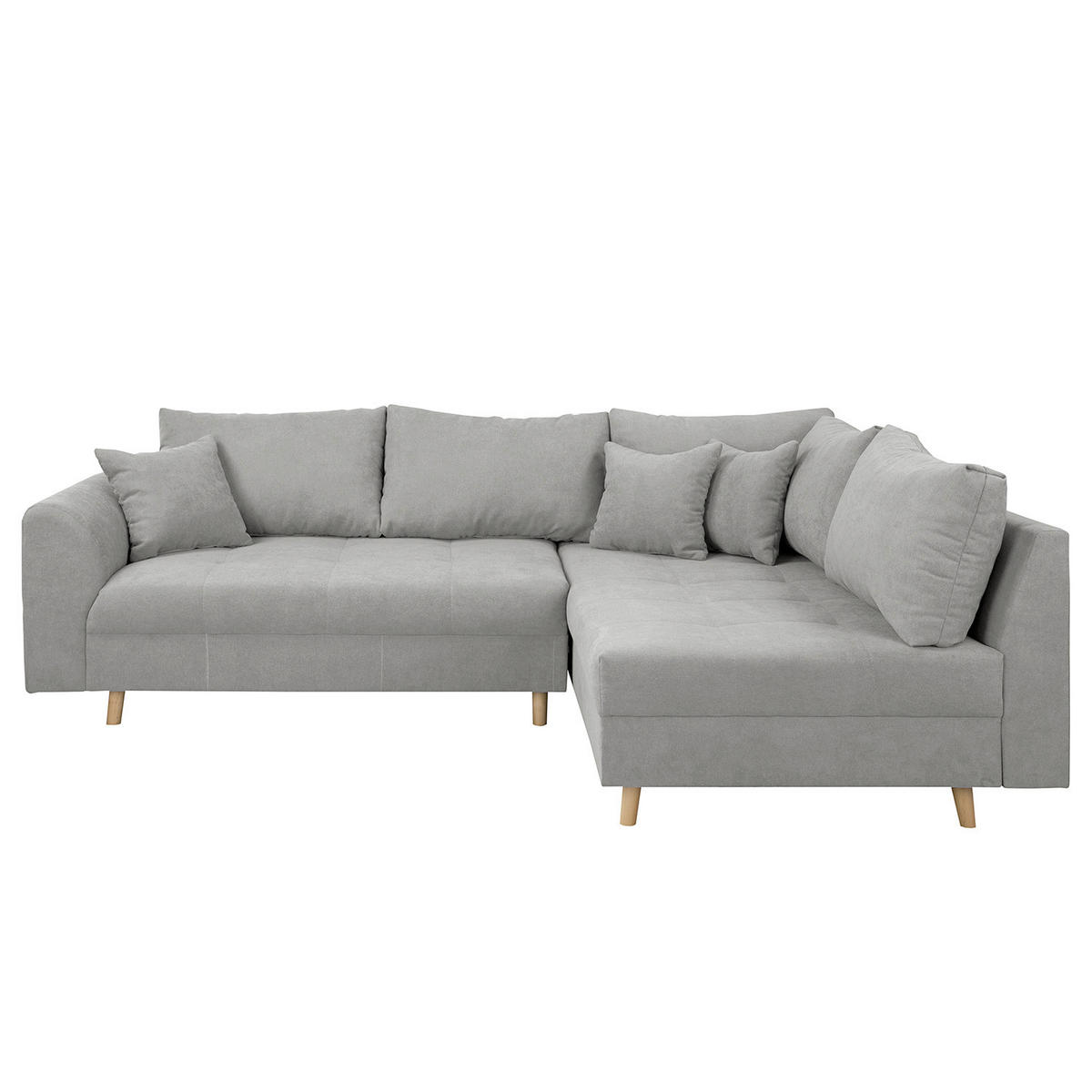 ECKSOFA Ariella in Mikrofaser Grau  231/161 cm  - Naturfarben/Grau, Design, Holz/Textil (231/161cm) - Livetastic